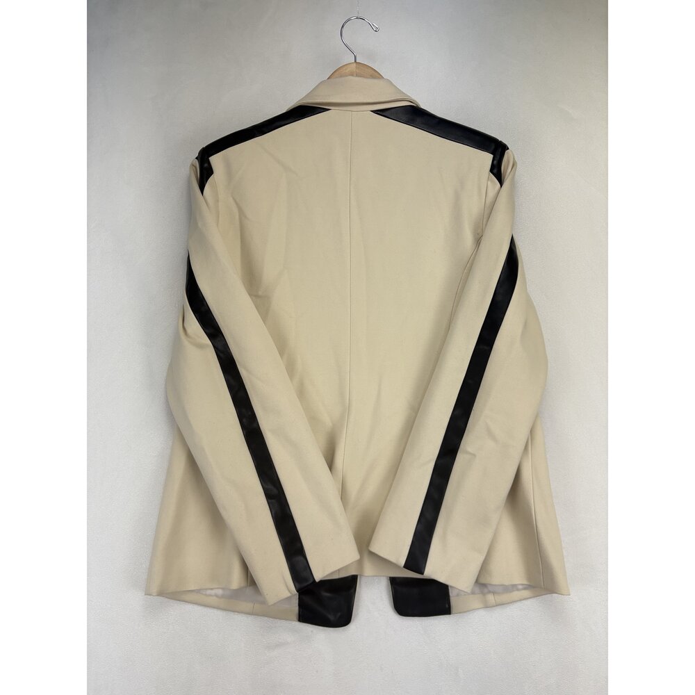 Dolce Cabo Cream Blazer with Black Faux-Leather Trim, Size L - Picture 3 of 12